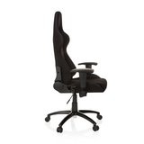 Black Gaming chair GAME FORCE with headrest, armrests and five-caster base by hjh OFFICE – 360-degree view (side profile 80°)