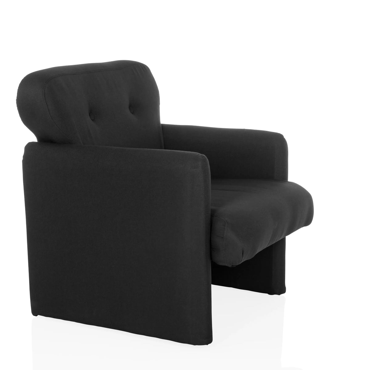 Black Lounge Chair CARIPITO with fabric upholstery and two buttons on the backrest by hjh LIVING – 360-degree view (front three-quarter view 60°)