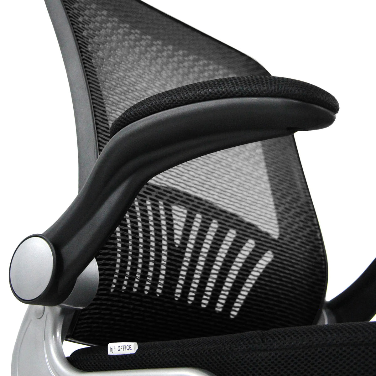 Armrest of the FLYER PRO V cantilever chair with black upholstery and mesh backrest by hjh OFFICE