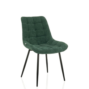 Dining chair ELARIS in petrol with quilted cover and black metal legs by hjh LIVING