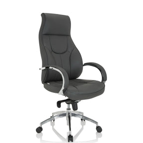 Grey Professional Executive Chair ELEGANCE I with shiny chrome armrests and star base by hjh OFFICE