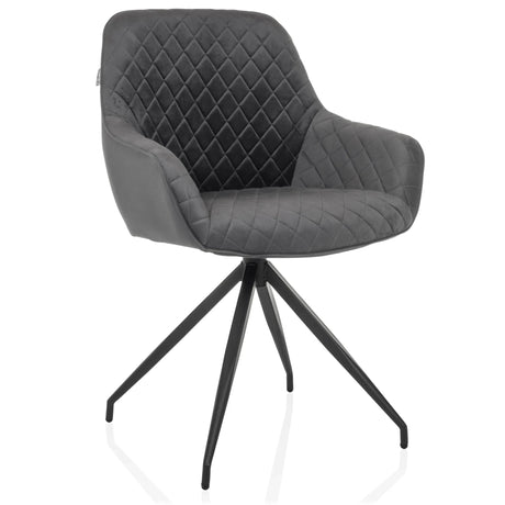 Grey Upholstered chair ELVERUM with quilted surface and black four-legged frame by hjh LIVING