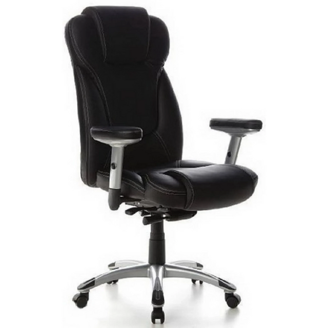 Black Professional Executive Chair EMBASSY 200 with faux leather upholstery and silver-coloured base by hjh OFFICE