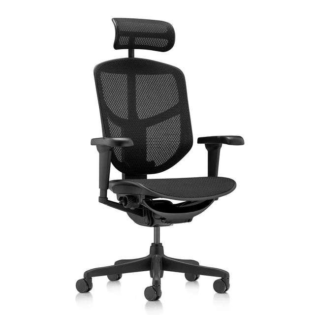 Black Professional Office Chair ENJOY ULTRA GEN2 with mesh cover and headrest by hjh OFFICE
