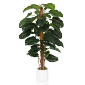 Green Artificial plant EPIPREMNUM with large leaves in a white pot by hjh OFFICE