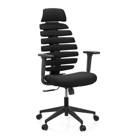 Black Professional Office Chair ERGO LINE ECO with fabric cover, segmented backrest and armrests by hjh OFFICE