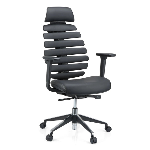 Black Professional Office Chair ERGO LINE II PRO with leather cover and segmented backrest by hjh OFFICE