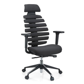 Black Professional Office Chair ERGO LINE II PRO with fabric upholstery and segmented backrest by hjh OFFICE
