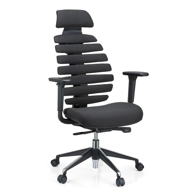 Black Professional Office Chair ERGO LINE II PRO with fabric upholstery and segmented backrest by hjh OFFICE