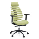 Professional Office Chair ERGO LINE II PRO with green fabric upholstery, segmented backrest and headrest by hjh OFFICE