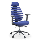 Blue Professional Office Chair ERGO LINE II PRO with fabric upholstery, segmented backrest and armrests by hjh OFFICE