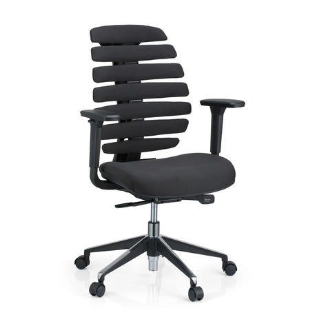 Black Professional Office Chair ERGO LINE II with segmented backrest and armrests by hjh OFFICE