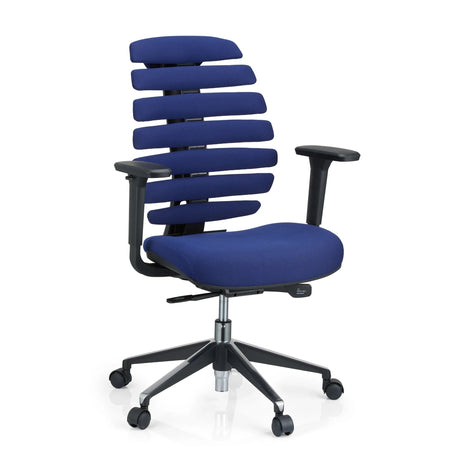 Professional Office Chair ERGO LINE II with blue fabric cover and segmented backrest by hjh OFFICE