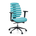 Professional Office Chair ERGO LINE II in turquoise with segmented backrest and black armrests by hjh OFFICE