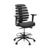 Black Counter chair ERGO LINE II WORK with leather upholstery, foot ring and castors by hjh OFFICE