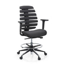 Black Counter chair ERGO LINE II WORK with fabric upholstery, footring and castors by hjh OFFICE