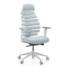 Professional Office Chair ERGO LINE W with grey fabric upholstery, segmented backrest and white frame by hjh OFFICE
