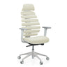 Professional Office Chair ERGO LINE W in Salted Caramel with beige fabric upholstery and white frame by hjh OFFICE