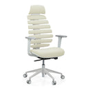 Professional Office Chair ERGO LINE W in Salted Caramel with beige fabric upholstery and white frame by hjh OFFICE