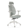 Professional Office Chair ERGO LINE W with grey fabric upholstery, segmented backrest and white frame by hjh OFFICE