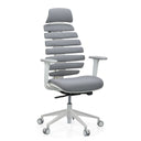 Professional Office Chair ERGO LINE W with grey fabric upholstery and white frame by hjh OFFICE