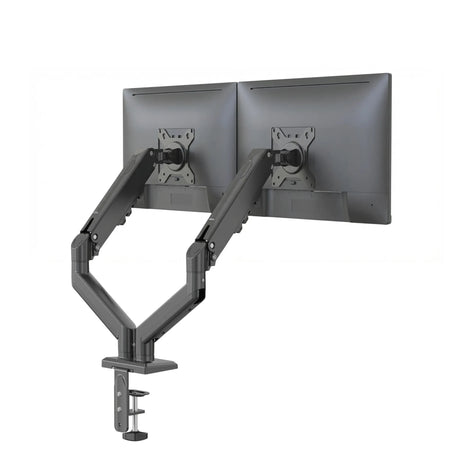 Black Monitor Mount Ergomount GF2 for two screens with adjustable articulated arms by hjh OFFICE