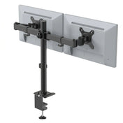 Black Monitor Mount Ergomount M2 for two screens with desk attachment by hjh OFFICE