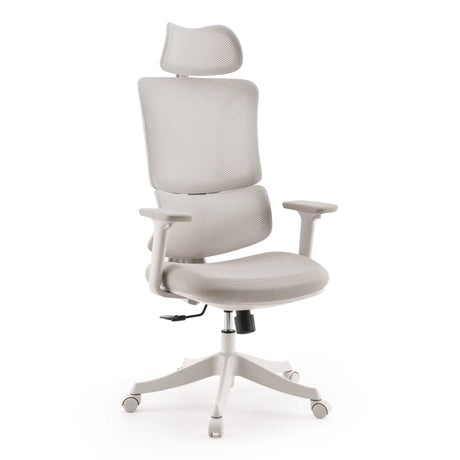 Home Office Chair Ergomy Colore in beige with mesh cover and headrest by MyBuero