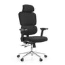 Professional Office Chair Ergomy F 2 with black fabric upholstery and chrome base by hjh OFFICE