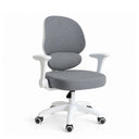 Children's swivel chair Ergomy Kid in grey with white frame, armrests and five castors by hjh OFFICE
