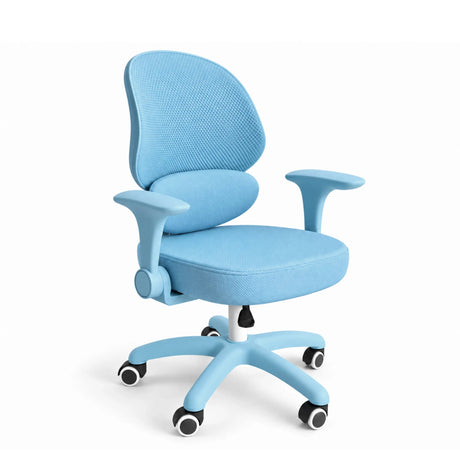 Children's swivel chair Ergomy Kid in blue with mesh cover, armrests and five castors by hjh OFFICE