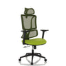 Home Office Chair ERGOMY with green fabric seat, mesh backrest and black frame by MyBuero
