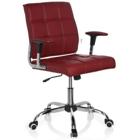 Home Office Chair ERNESTO in Bordeaux with quilted upholstery and chrome frame by hjh OFFICE