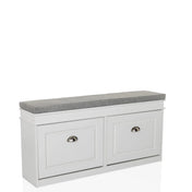 White Shoe Cabinet ESTHA I with grey seating area and two drawers by hjh LIVING