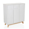 White Chest of drawers ESTHA with two drawers, three doors and light wood legs by hjh LIVING