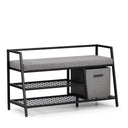 Shoe Cabinet Estha Loft in black and grey with seat cushion and storage box by hjh LIVING