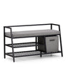 Shoe Cabinet Estha Loft in black and grey with seat cushion and storage box by hjh LIVING