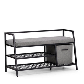 Shoe Cabinet Estha Loft in black and grey with seat cushion and storage box by hjh LIVING