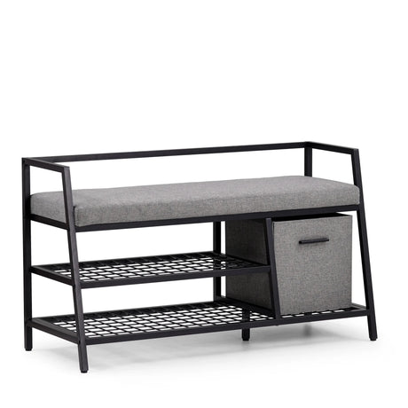 Shoe Cabinet Estha Loft in black and grey with seat cushion and storage box by hjh LIVING