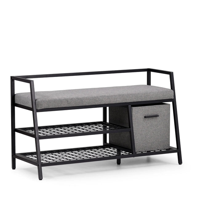 Shoe Cabinet Estha Loft in black and grey with seat cushion and storage box by hjh LIVING