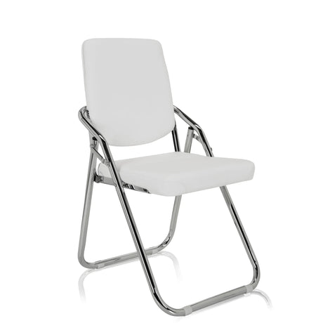 White Folding chair ESTO with faux leather cover and chromed frame by hjh OFFICE
