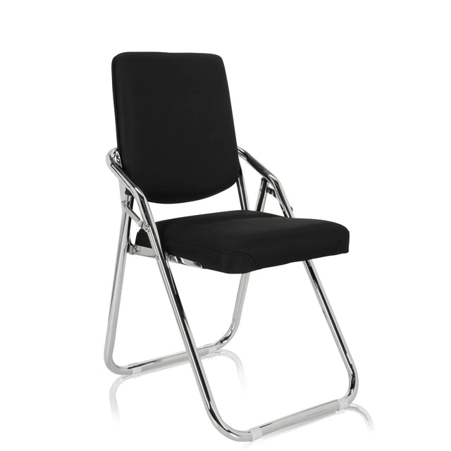 Black Folding chair ESTO with fabric cover and chrome-plated metal frame by hjh OFFICE