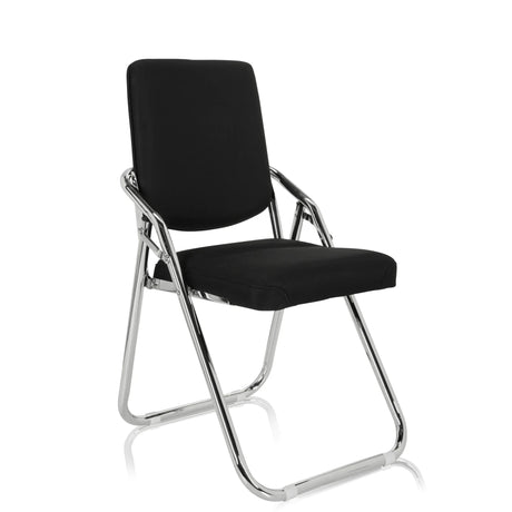 Black Folding chair ESTO with fabric cover and chrome-plated metal frame by hjh OFFICE