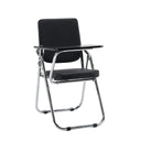 Black folding chair Esto T with integrated writing tablet and chrome frame by hjh OFFICE