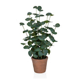 Artificial plant Eucalyptus in green with round leaves in a brown clay pot by hjh OFFICE