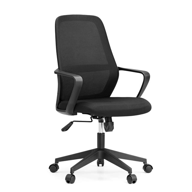 Black Home Office Chair Explorer with mesh backrest and armrests by MyBuero