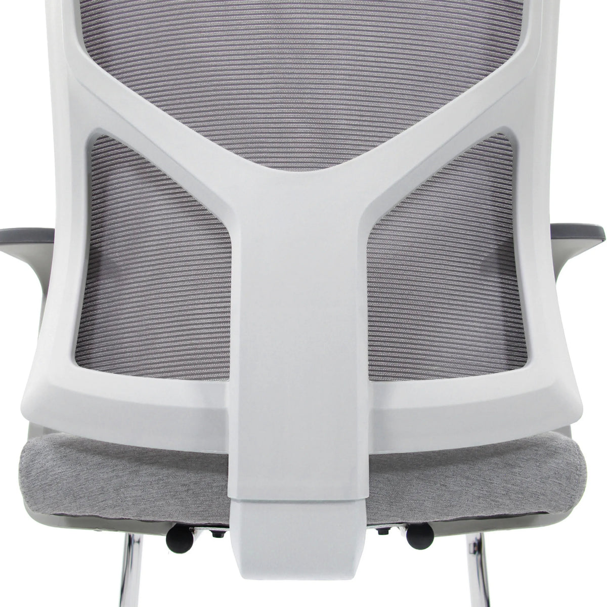 Back of the grey backrest of the Cantilever chair BRETON V W with white frame by hjh OFFICE