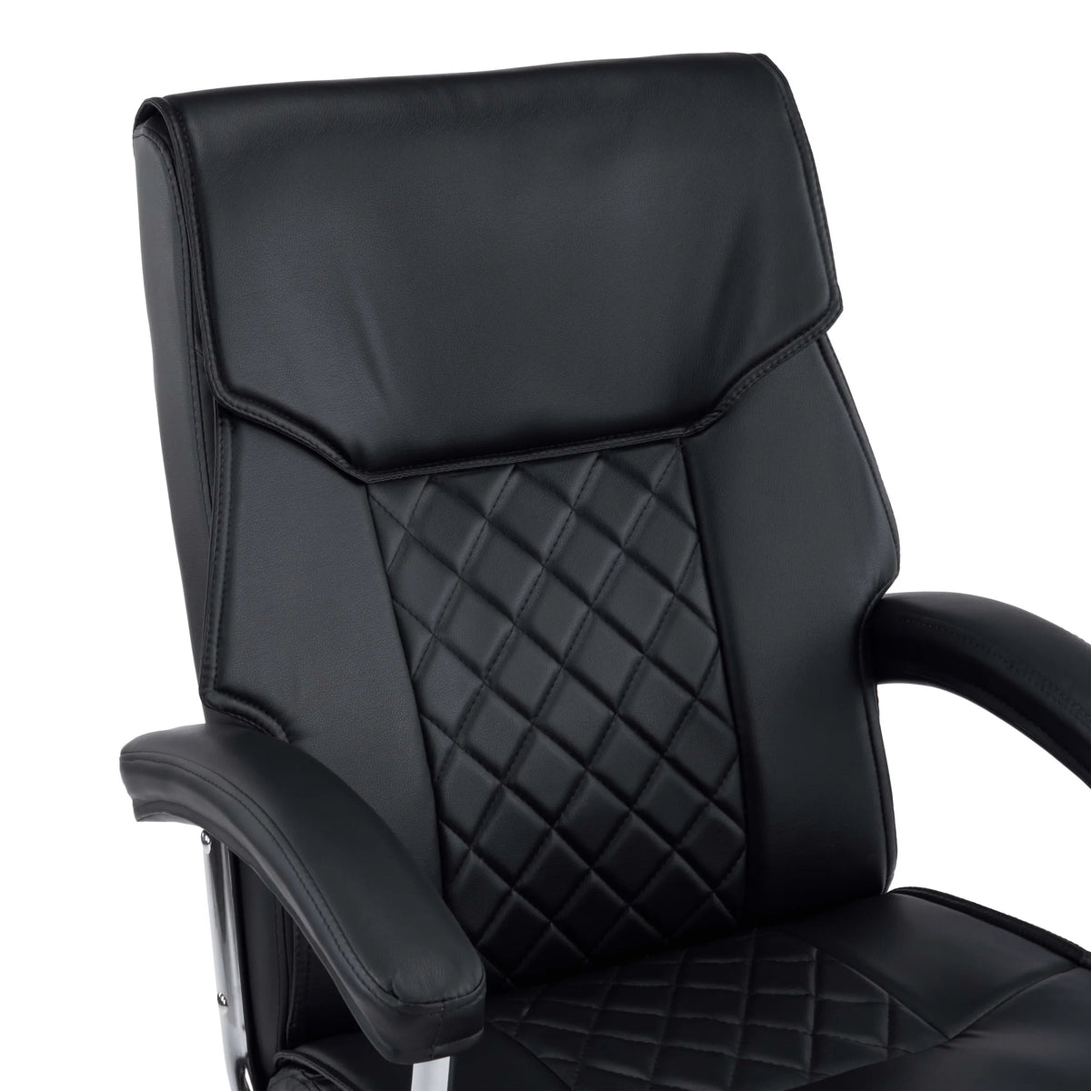 Diamond-stitched backrest of the Relax Prestio Home Office Chair in black by MyBuero