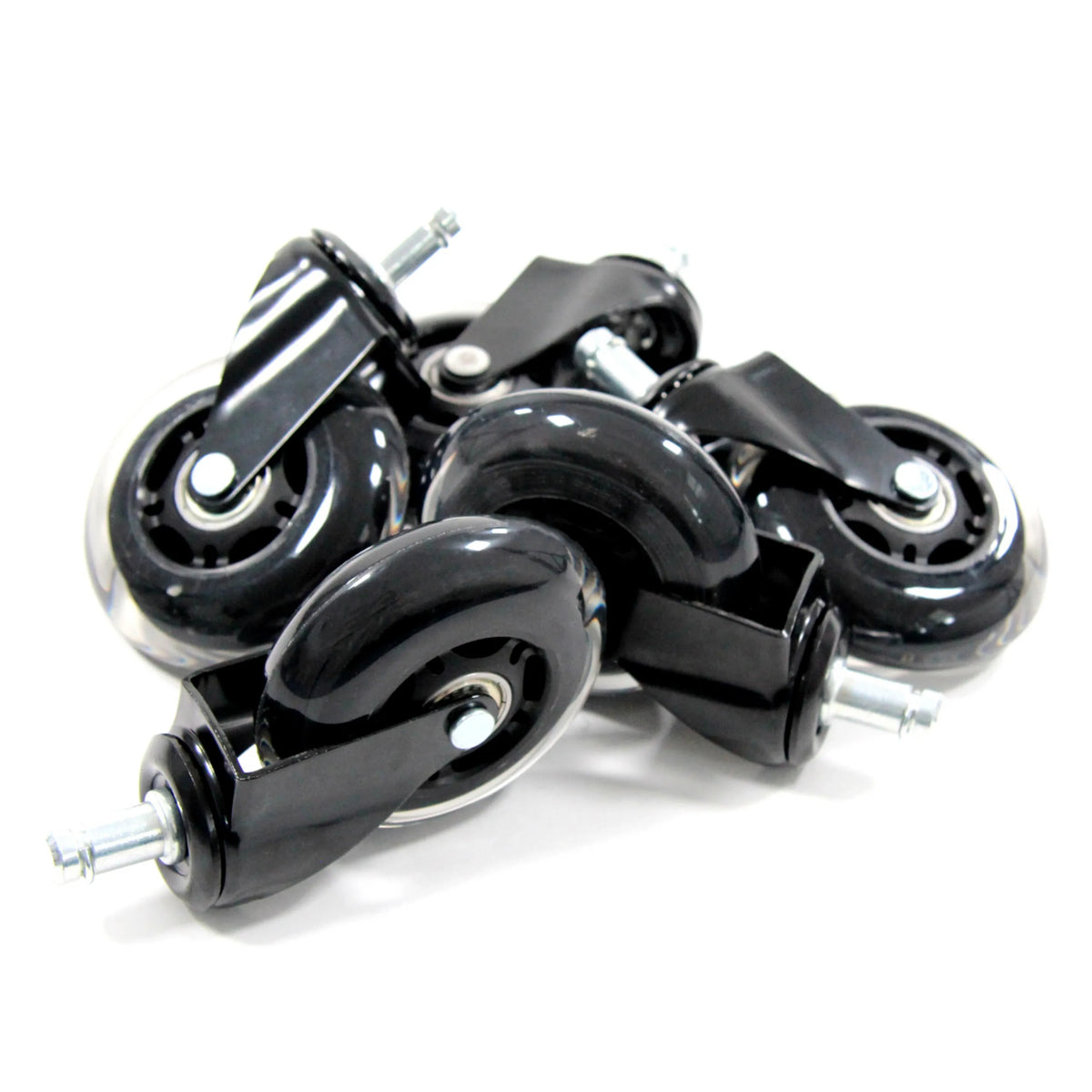 Black transparent castors 5x ROLO SKATE ST 11mm/75mm for hard floors by hjh OFFICE