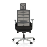 Black-grey High End Office Chair SKARIF with mesh back and five-caster base by hjh OFFICE – 360-degree view (front view 0°)